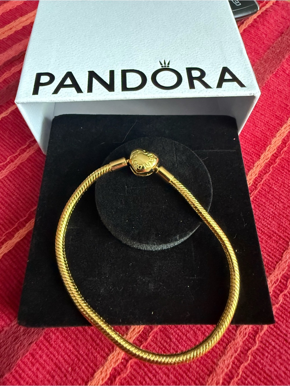 Pandora Gold-Plated Heart Clasp Snake Chain Bracelet - Gold
